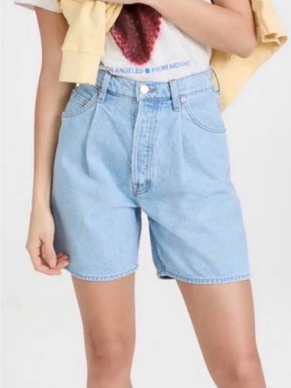 MOTHER Light Blue High-Rise Denim Shorts
